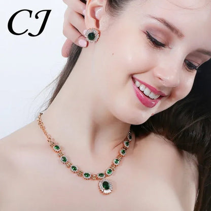 CANDICE Dubai Wedding 4 Pieces Set Elegant Red Zirconia Paved Yellow Gold Plated Engagement Party Ring Earrings Bracelet Necklace Sets for Women
