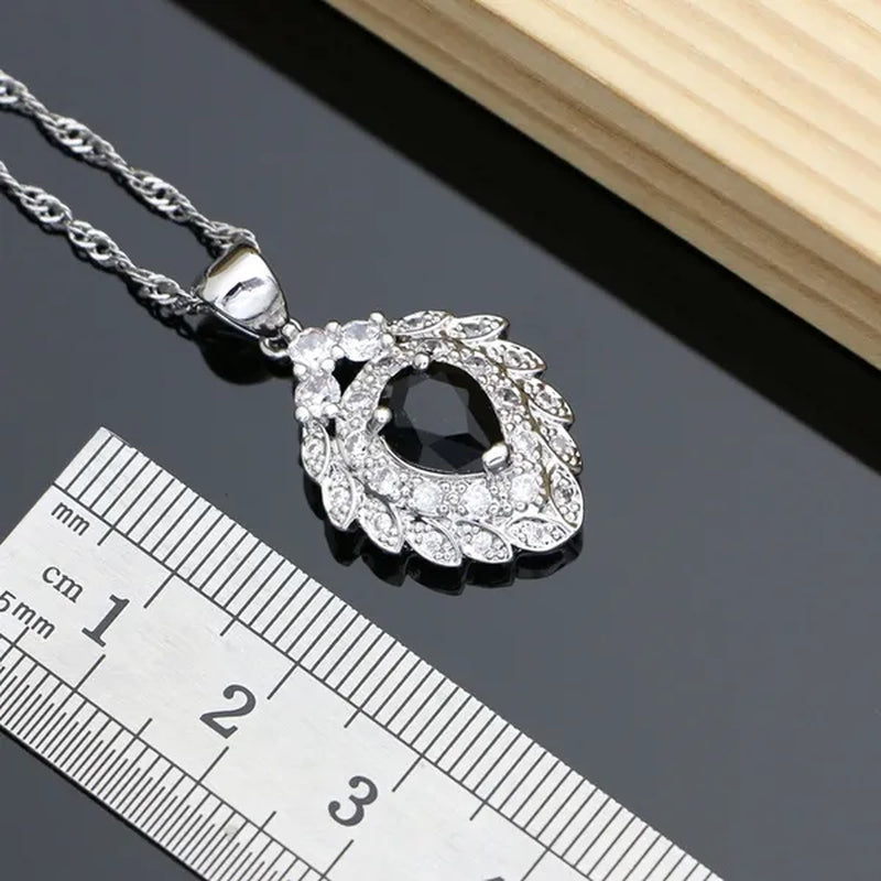 5 Colors Jewelry Set for Women Blue Sapphire Gemstone 925 Silver Jewelry Sets Drop Earrings for Wedding Women Gift