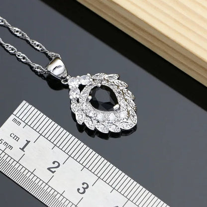 5 Colors Jewelry Set for Women Blue Sapphire Gemstone 925 Silver Jewelry Sets Drop Earrings for Wedding Women Gift