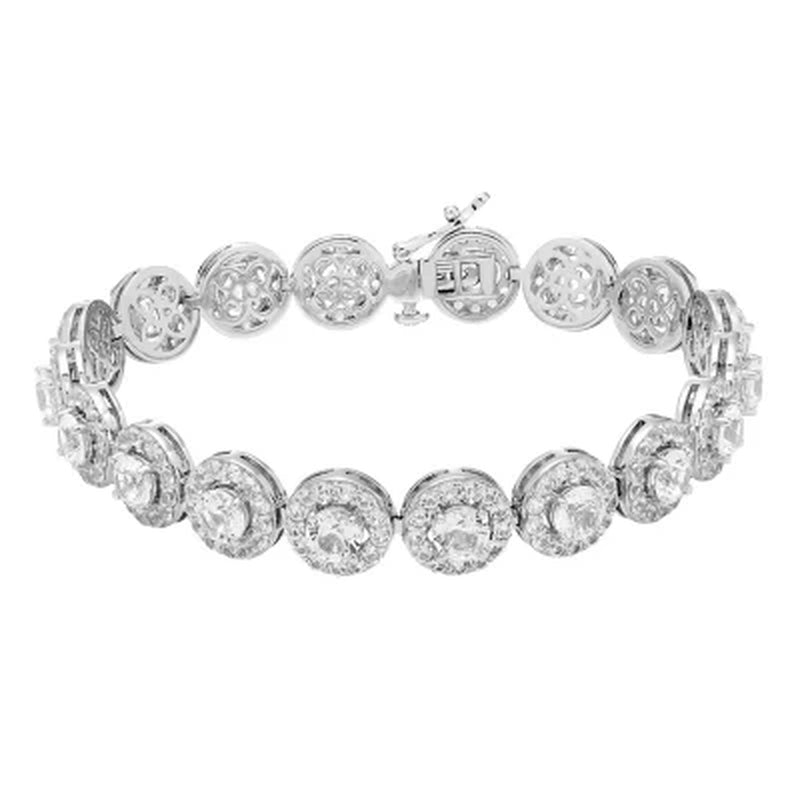 Lab Created Gemstone and Halo Bracelet