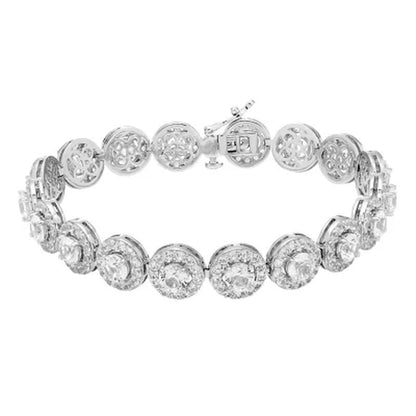 Lab Created Gemstone and Halo Bracelet
