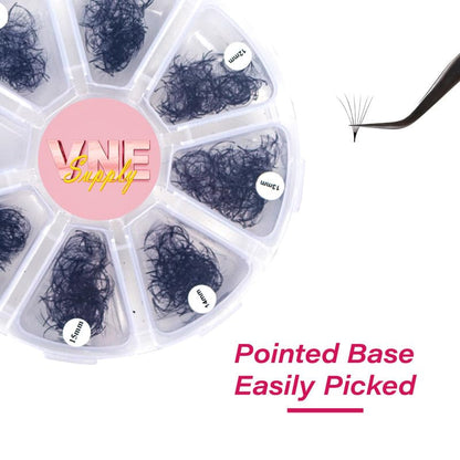 VNE Eyelashes 1000 Fans Tray Volume Lash Extensions Mixed Length | Premade Fans Eyelash Extensions | Mega Lash Extension | Promades Eyelash Fans | 10D, D Curl, 9-16Mm