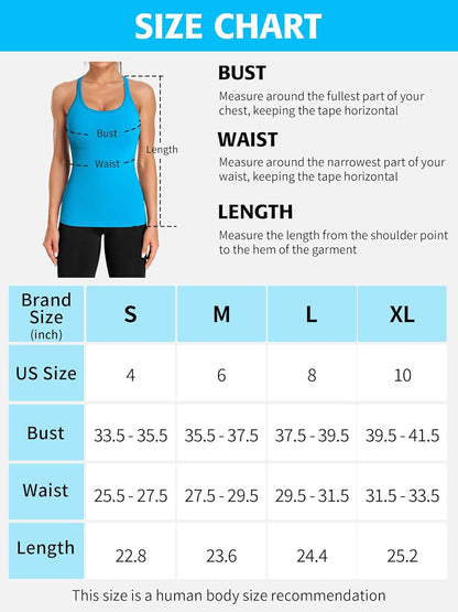 Ribbed Workout Tank Tops for Women with Built in Bra Tight Racerback Scoop Neck Athletic Top