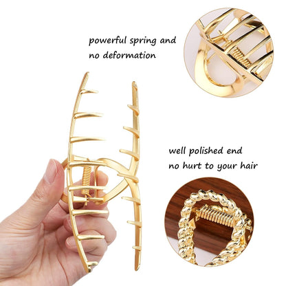 3 PCS Metal Large Claw Clips for Thick Heavy Hair, Strong Hold Big Non-Slip Hair Catch Barrette Jaw Clamp for Long Hair, Fashion Styling Accessories for Women Girls