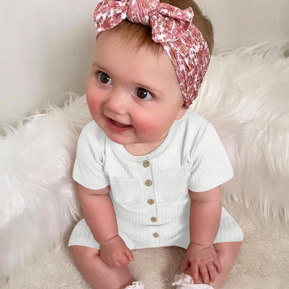 Newborn Baby Boy Girl Clothes 2 Pack Solid Romper Short Sleeve One-Piece Jumpsuits Outfits Sets
