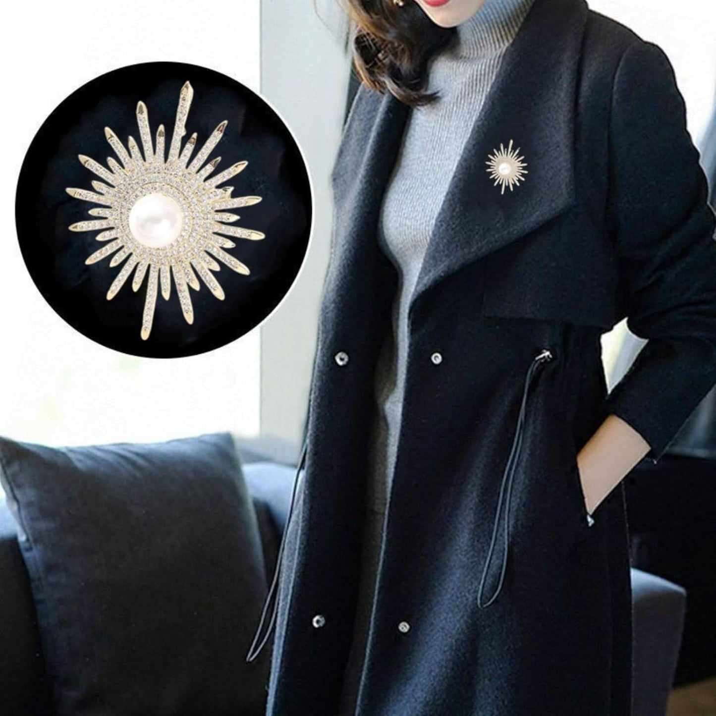 Sunflower Brooch Pins Sunflower Pearl Brooch Pins for Women Sunflower Rhinestone Brooch Pins Flower Brooch Pins Pearl Pins for Clothes Lapel Badge Brooch Pins for Lanyards Backpacks Clothes Hats Jackets