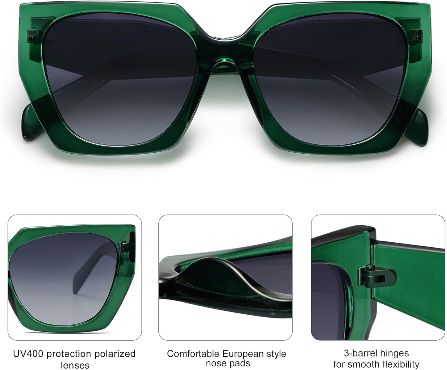 Trendy Oversized Polarized Sunglasses Womens Big Square Cateye Sunnies, Lentes De Sol Para Mujer SJ2205