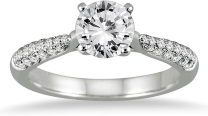 AGS Certified 1 Carat TW Pave Diamond Ring in 14K White Gold (I-J Color, I2-I3 Clarity)
