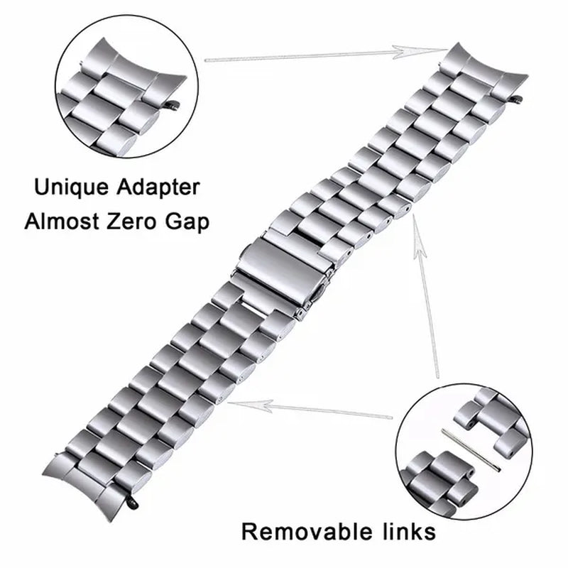Premium Stainless Steel Watchband for Samsung Galaxy Watch 46mm SM-R800 Sports Band Curved End Strap Wrist Bracelet Silver Black