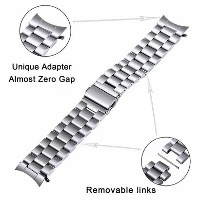 Premium Stainless Steel Watchband for Samsung Galaxy Watch 46mm SM-R800 Sports Band Curved End Strap Wrist Bracelet Silver Black