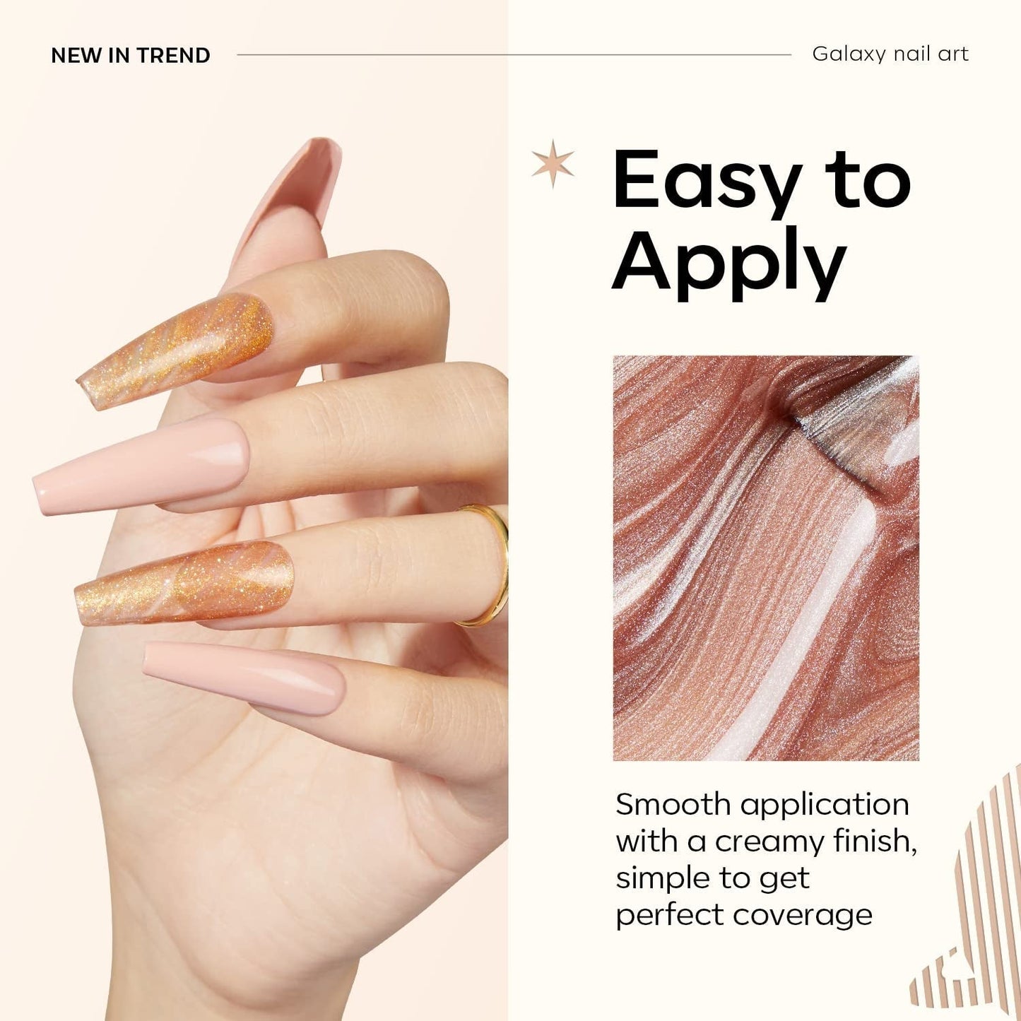 Gel Nail Polish Set, 6 Colors Nude Brown Gel Polish Glitter Burgundy Shiny Champagne Gold Magnetic Cat Eye Effect Sparkle Stunning Home Nail Art Kit Gift for Girl Women