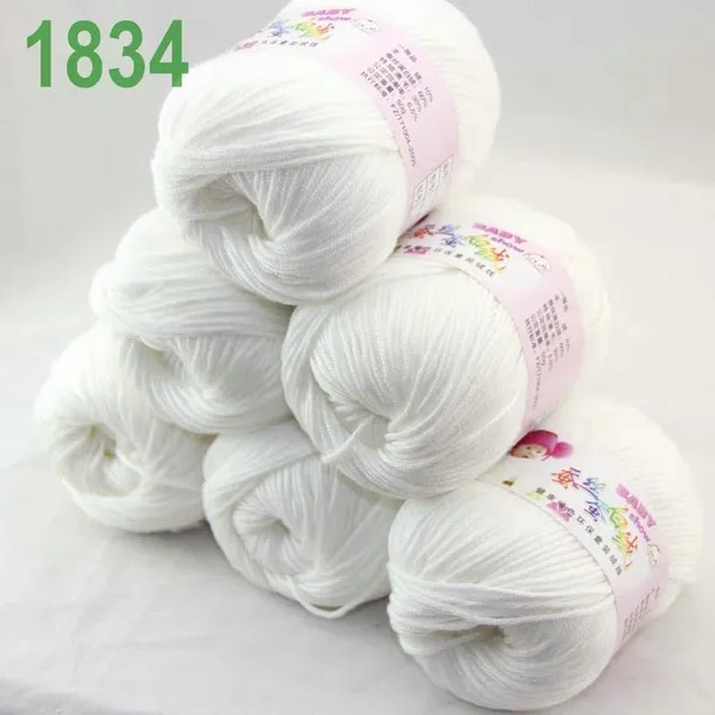 Sale New 300G/882Y Soft Cashmere Silk Wool Hand Knitting Baby Yarn White 1834