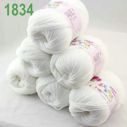 Sale New 300G/882Y Soft Cashmere Silk Wool Hand Knitting Baby Yarn White 1834