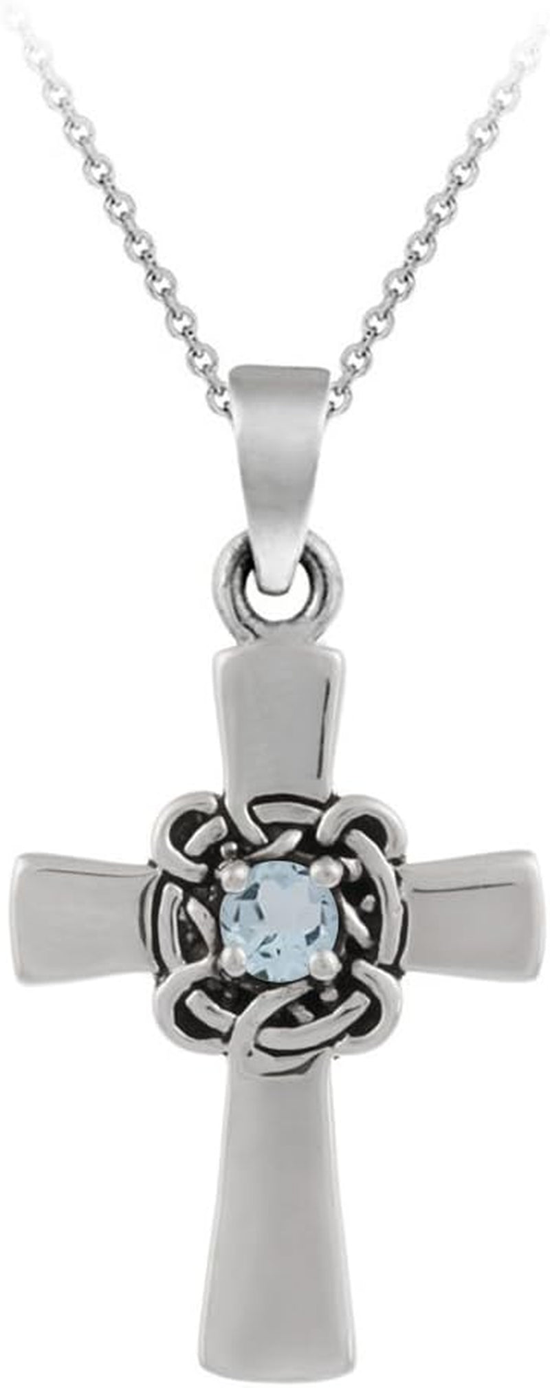 Amazon Collection Sterling Silver Celtic Cross Pendant Necklace, 18"
