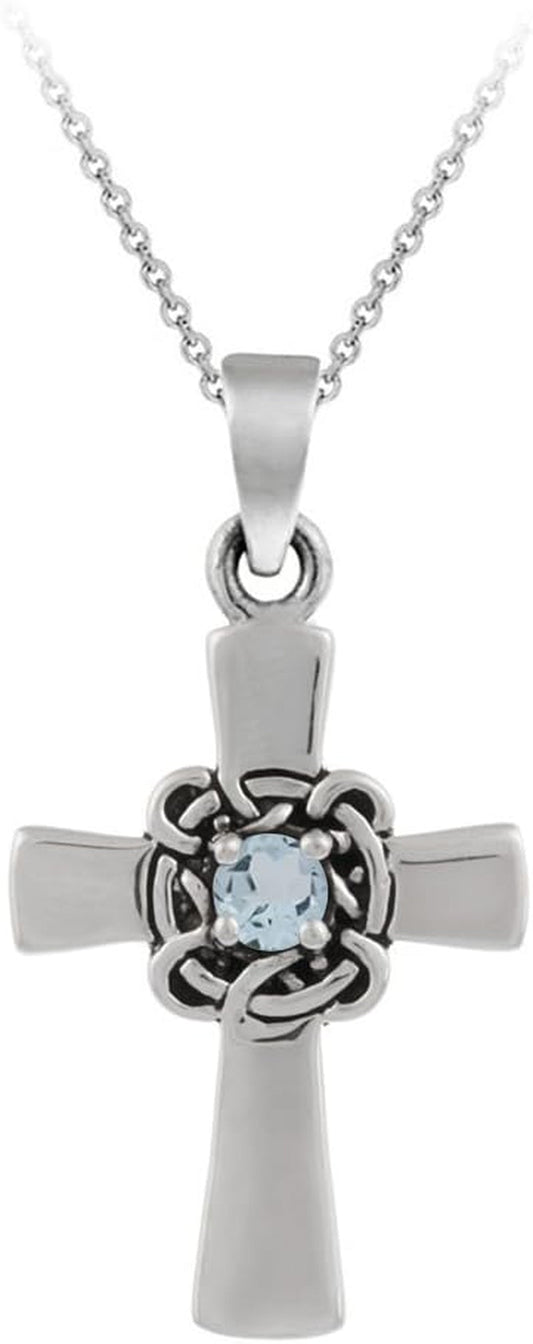 Amazon Collection Sterling Silver Celtic Cross Pendant Necklace, 18"
