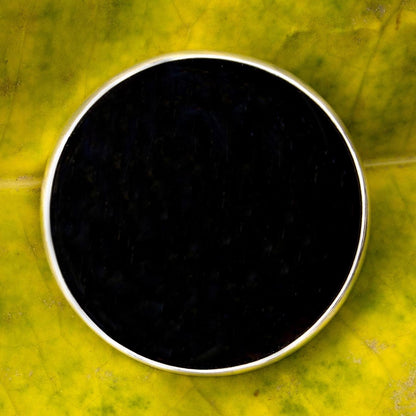 Artisan Handmade Obsidian Large Cocktail Ring Outsized Mexican 950 Fine Silver Black Mexico Taxco 'New Moon over Taxco'