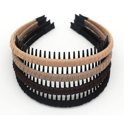 4Pcs Hairbands for Women, Non-Slip Zig Zag Headbands, Adjustable Teeth Comb Hair Hoop, Daily Use, Yoga, Spa, Parties, Resin Cotton Blend