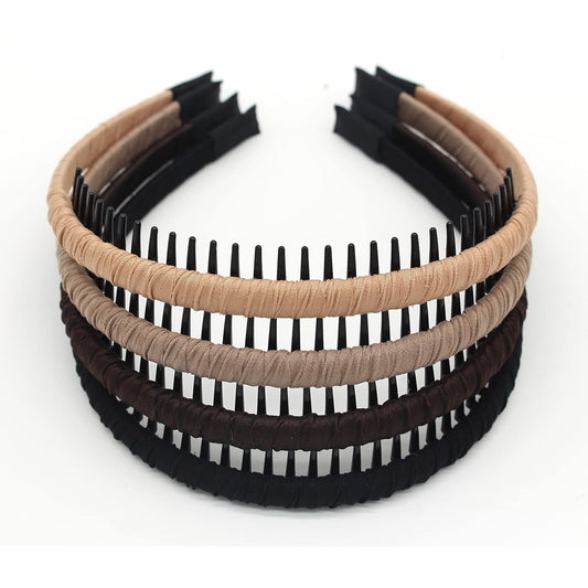 4Pcs Hairbands for Women, Non-Slip Zig Zag Headbands, Adjustable Teeth Comb Hair Hoop, Daily Use, Yoga, Spa, Parties, Resin Cotton Blend