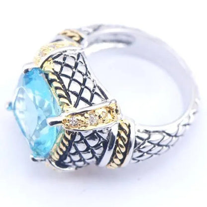 Aquamarine 925 Sterling Silver Fashion Ring Size 6 7 8 9 10 F558