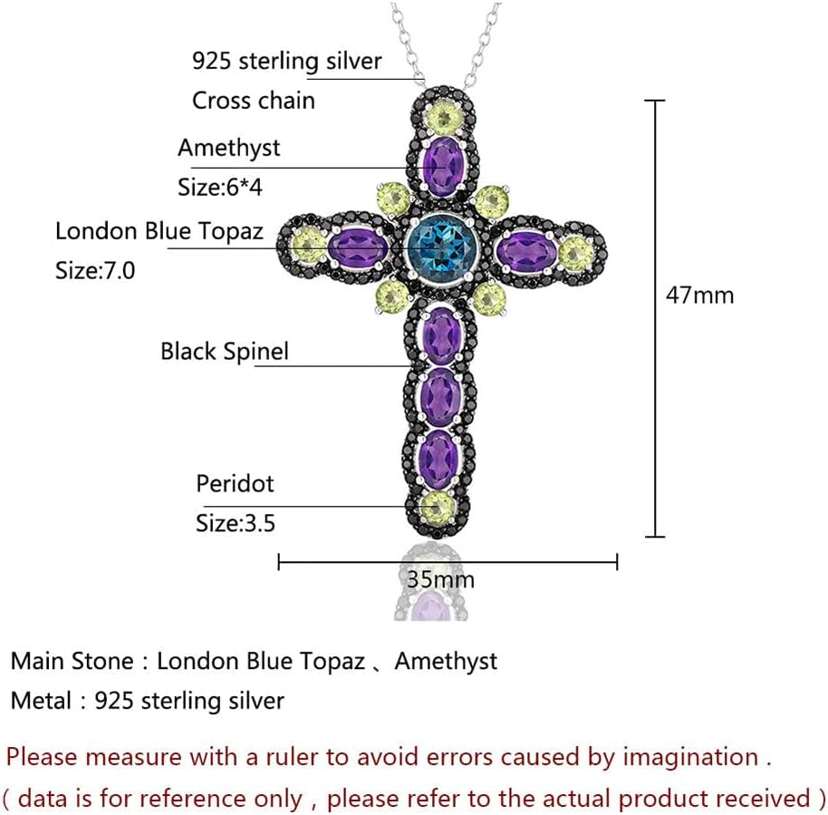 Women'S Stunning Colorful Diamond Cross Pendant Sterling Silver Chain Gemstone Cross Necklaces 18", Various Styles