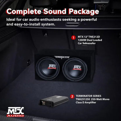 MTX TNP212D2 12" 1200W Dual Loaded Car Subwoofer Audio W/ Sub Box and Amplifier - WORLD TIME VISITS
