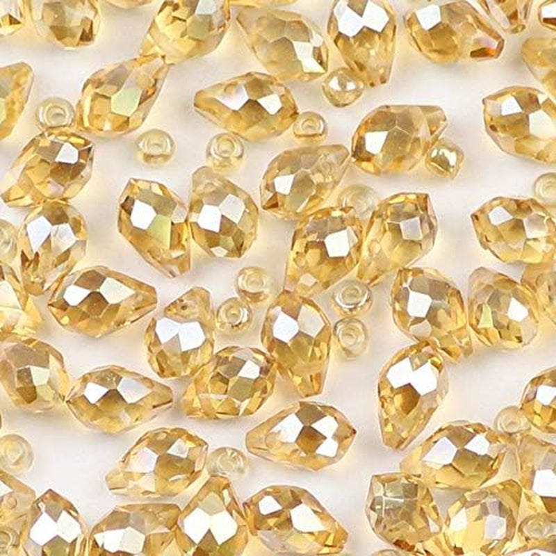 58Mm Austrian Crystal Teardrop Glass Beads 50Pcs Briolette Waterdrop Pendant Loose Beads for Jewelry Making Bracelet DIY - (Color: Gold Champagne) - WORLD TIME VISITS