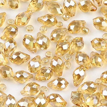 58Mm Austrian Crystal Teardrop Glass Beads 50Pcs Briolette Waterdrop Pendant Loose Beads for Jewelry Making Bracelet DIY - (Color: Gold Champagne) - WORLD TIME VISITS