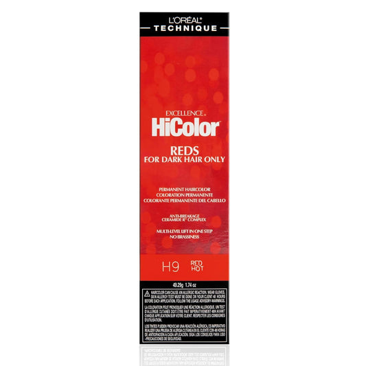 L'Oréal Technique Hicolor Reds Permanent Hair Color - Lifts Dark Hair in One Step Leaving No Brassiness, Rich & Smooth Creme Formula, Intense & Long-Lasting Color