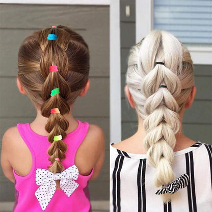 300 Pack Hair Ties  Baby Toddlers Girls Elastics Hair Bands Black Colorful Small Rubber Bands Ponytail Pigtails Holders Not Harm to Hair (Color A)