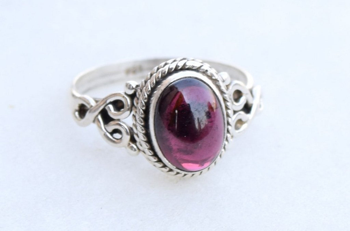 Garnet Stone Ring 925 Sterling Silver Statement Ring for Women Handmade Rings Gemstone Christmas Promise Ring Size US 8 Gift for Her