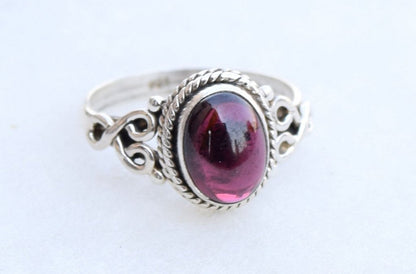 Garnet Stone Ring 925 Sterling Silver Statement Ring for Women Handmade Rings Gemstone Christmas Promise Ring Size US 8 Gift for Her