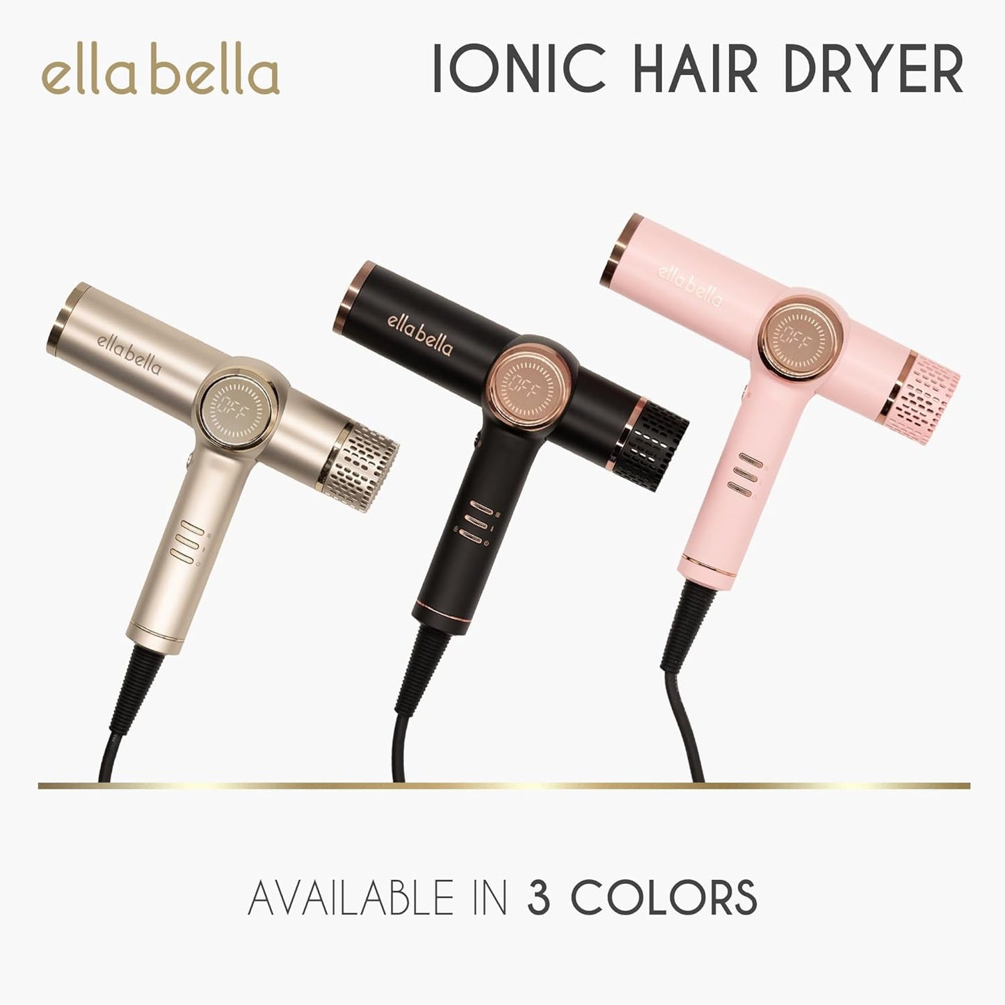 ® Professional Ionic Hair Dryer with Diffuser • Negative Ion Blow Dryer • Suitable All Hair Types • Intelligent Heat Control & Rapid Drying Speeds • Lightweight Design • Low Noise Technology