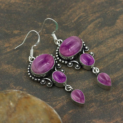 16.96Cts Natural Semi Precious Gemstones Earrings for Women, Handmade Bohemian Dangle Earrings Jewelry Women'S Day Gifts for Mom Wife