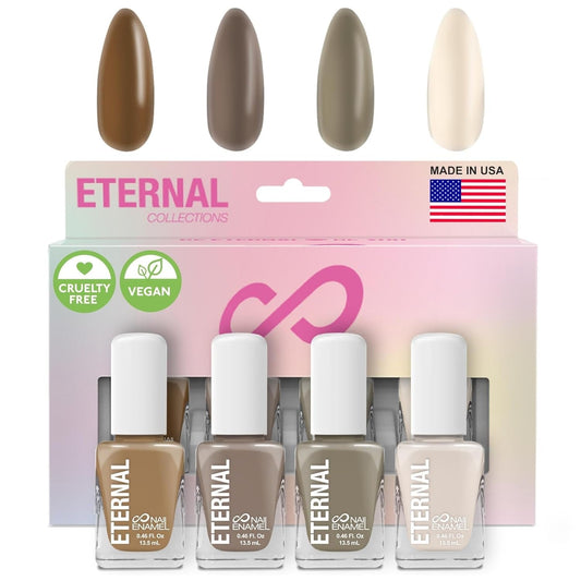 Brown Nail Polish Set for Women (BEACH WALK) - Beige Nail Polish Set for Girls - Long Lasting & Quick Dry Nail Polish Kit for Home DIY Manicure & Pedicure - Made in USA, 13.5Ml (Set of 4)