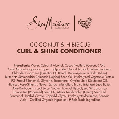 Curl & Shine Conditioner Coconut & Hibiscus, for Thick, Curly Hair to Moisturize & Soften, 13 Oz