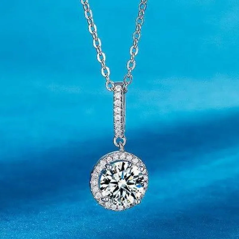 Exquisite Fashion 2ct Moissanite Solitaire Pendant Necklace for Bridal Engagement Wedding Women Necklace