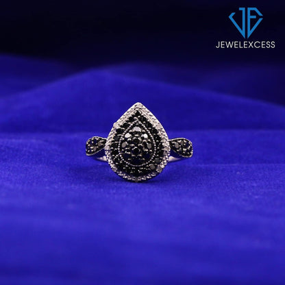 Sterling Silver 1 Carat Black & White Diamond Ring for Women | Diamonds for Everyday Womens Wear