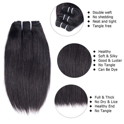10 Inch Short Human Hair Bundles Natural Color 4 Bundles 12A Brazilian Virgin Hair 100% Unprocessed Straight Human Hair Bundles(10"10"10"10")