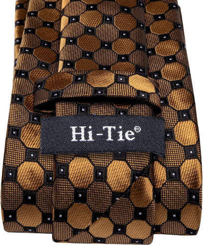 Men Ties Sets Silk Stripe Paisley Necktie Pocket Square Cufflinks for Business Wedding