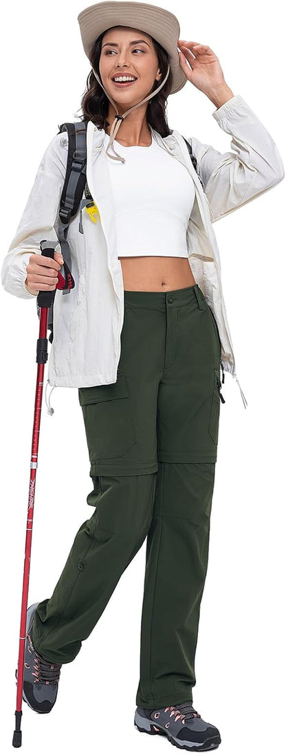 Women'S-Hiking-Pants-Convertible Quick-Dry-Stretch-Lightweight Zip-Off Outdoor Pants with 5 Deep Pockets
