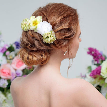 21 Pcs Flower Hair Clip Rose Hair Clips Barrettes for Women Flower Accessories Boho Bride Claw Clip Hairpin Brooch Pin Headpiece for Wedding(Cyan Series)