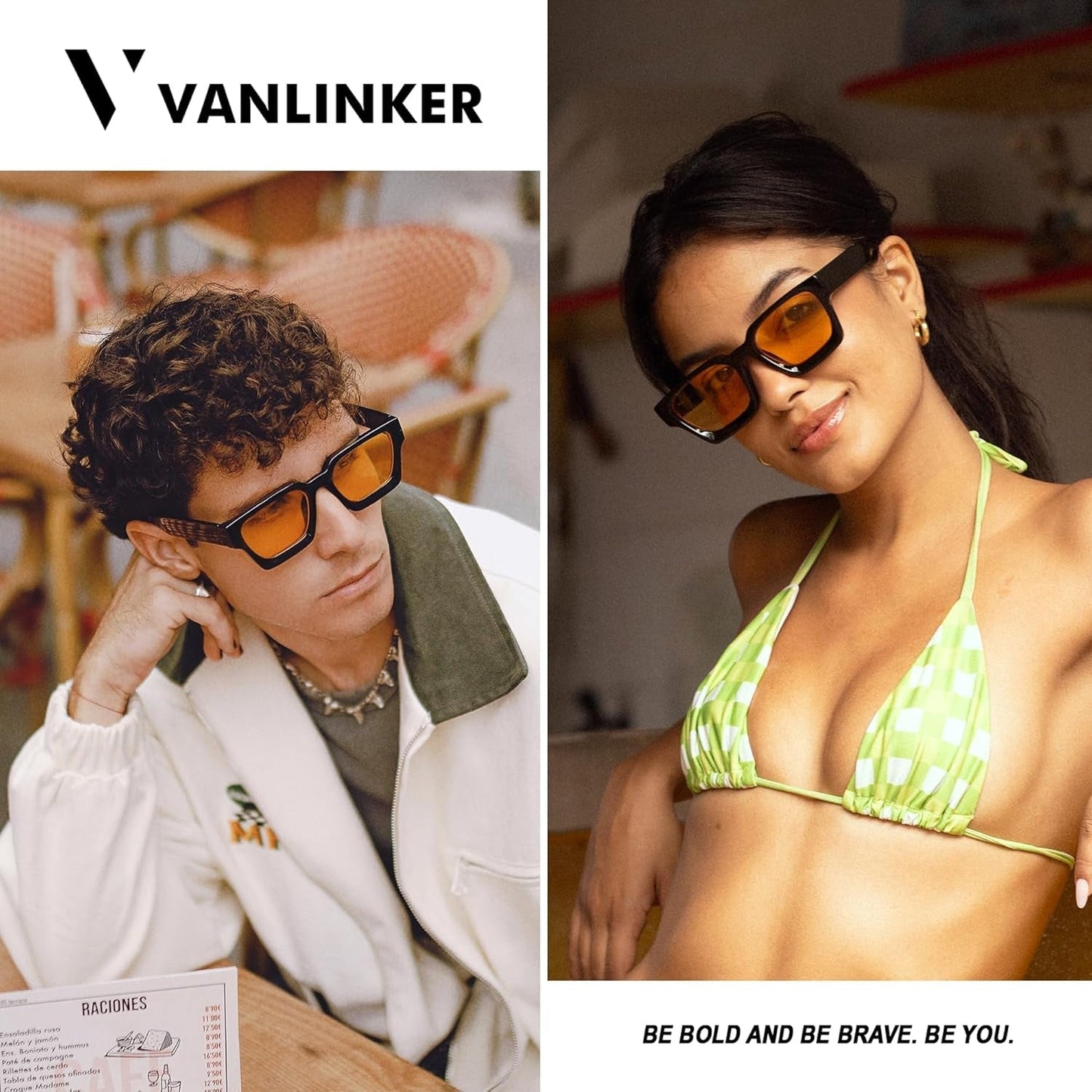 Thick Square Sunglasses for Men Women Retro Chunky Rectangle Shades UV400 Protection VL9731