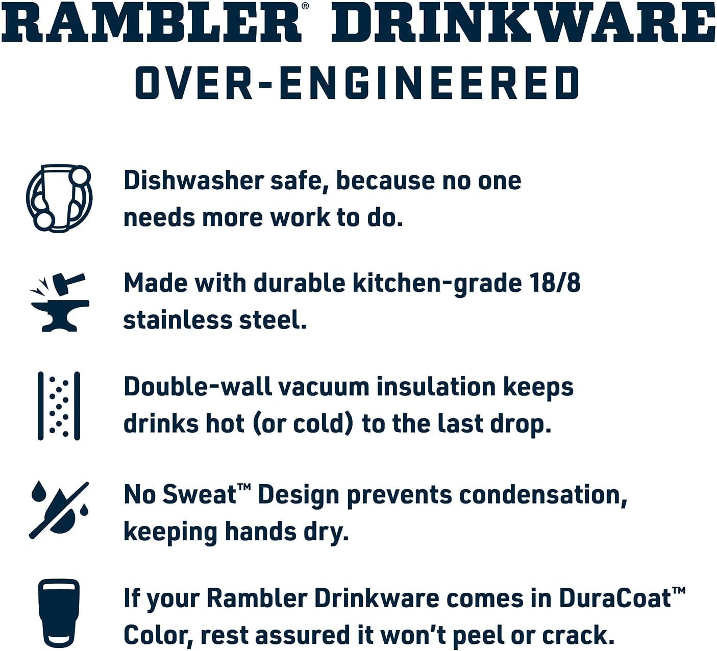 Rambler 26 Oz Bottle, Vacuum Insulated, Leakproof, Stainless Steel with Chug Cap