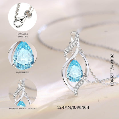 Birthstone Necklace for Women Teardrop Necklace S925 Sterling Silver Infinity Love Birthday Gifts for Mom Women Girls, 16"+2" Inches