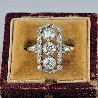Vintage Jewelry Exquisite White Crystal Ring Elegant Female Bride Proposal Engagement Party Anniversary Gift Wedding Band Promise Rings Size 4-12 Bague Femme