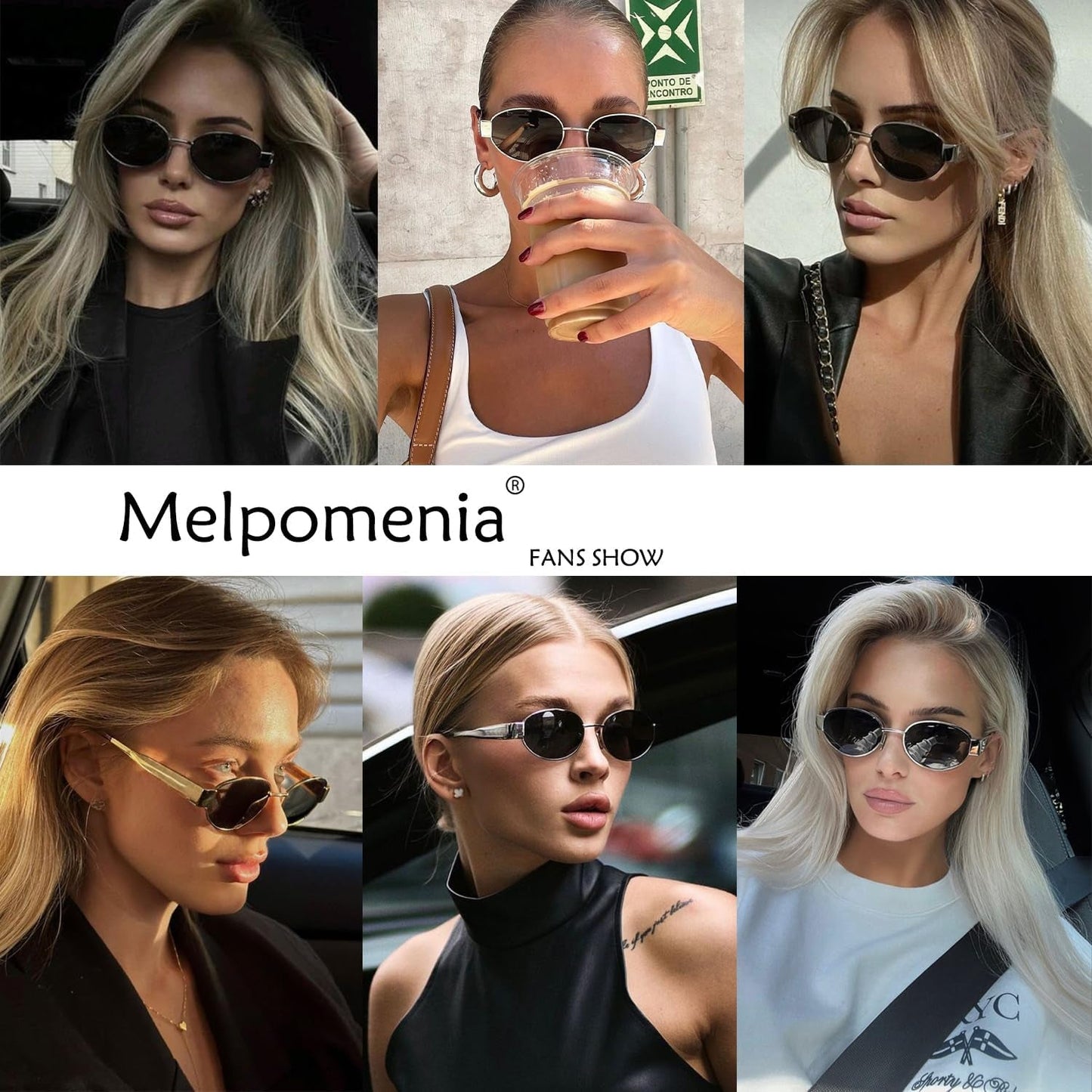 Retro Oval Sunglasses for Women Men - Fashion Sun Glasses - Rectangle Metal Frame Shades