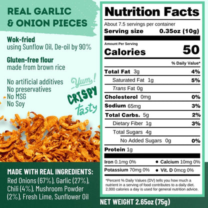 MILD Spice - Non-Oily Chili Crisp Topper, Rice Seasoning, Ramen Topper, Furikake | Umami Onion & Garlic Flakes | 2.65Oz (75G)