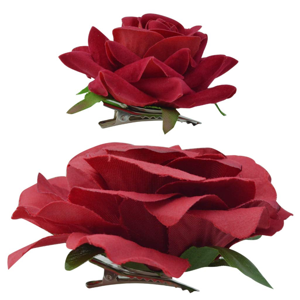 Rose Hair Clip Flower Hairpin Rose Brooch Floral Clips, 4 Pcs Fabric Rose Flowers Hair Clips Mexican Hair Flowers Pin up Headpieces for Woman Girl Wedding Party Mother'S Day