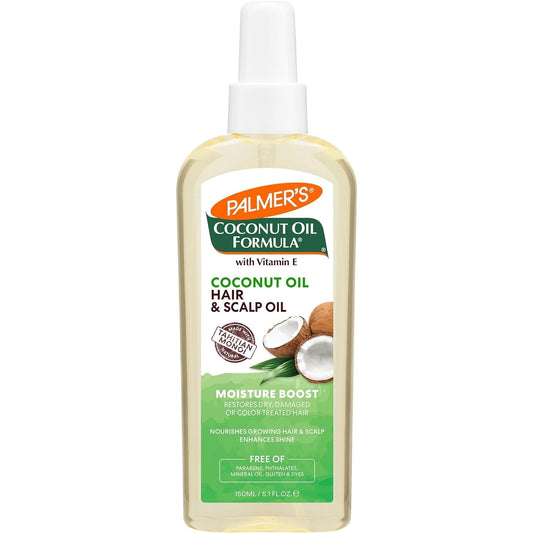Coconut Oil Moisture Boost, Restorative Hair and Scalp Oil Spray, Lasting Hydration and Shine for Dry or Damaged Hair, Promotes Scalp Health, 5.1 Oz