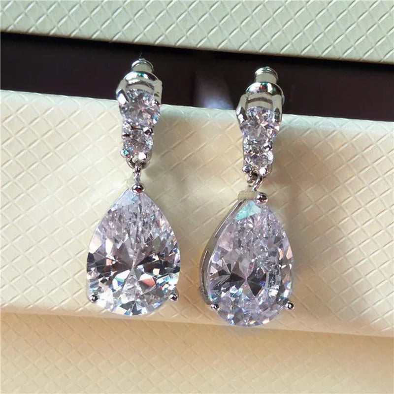 Exquisite Waterdrop Amethyst Drop Earrings for Women Engagement Wedding Jewelry Lover Birthday Gift